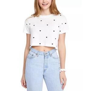 NWT Sundown by Splendid Juniors' Kiki Cropped Embroidered T-Shirt Size M